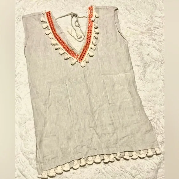 OndadeMar Women's Embroidered Tunic Boho Linen Sz S - Picture 6 of 9